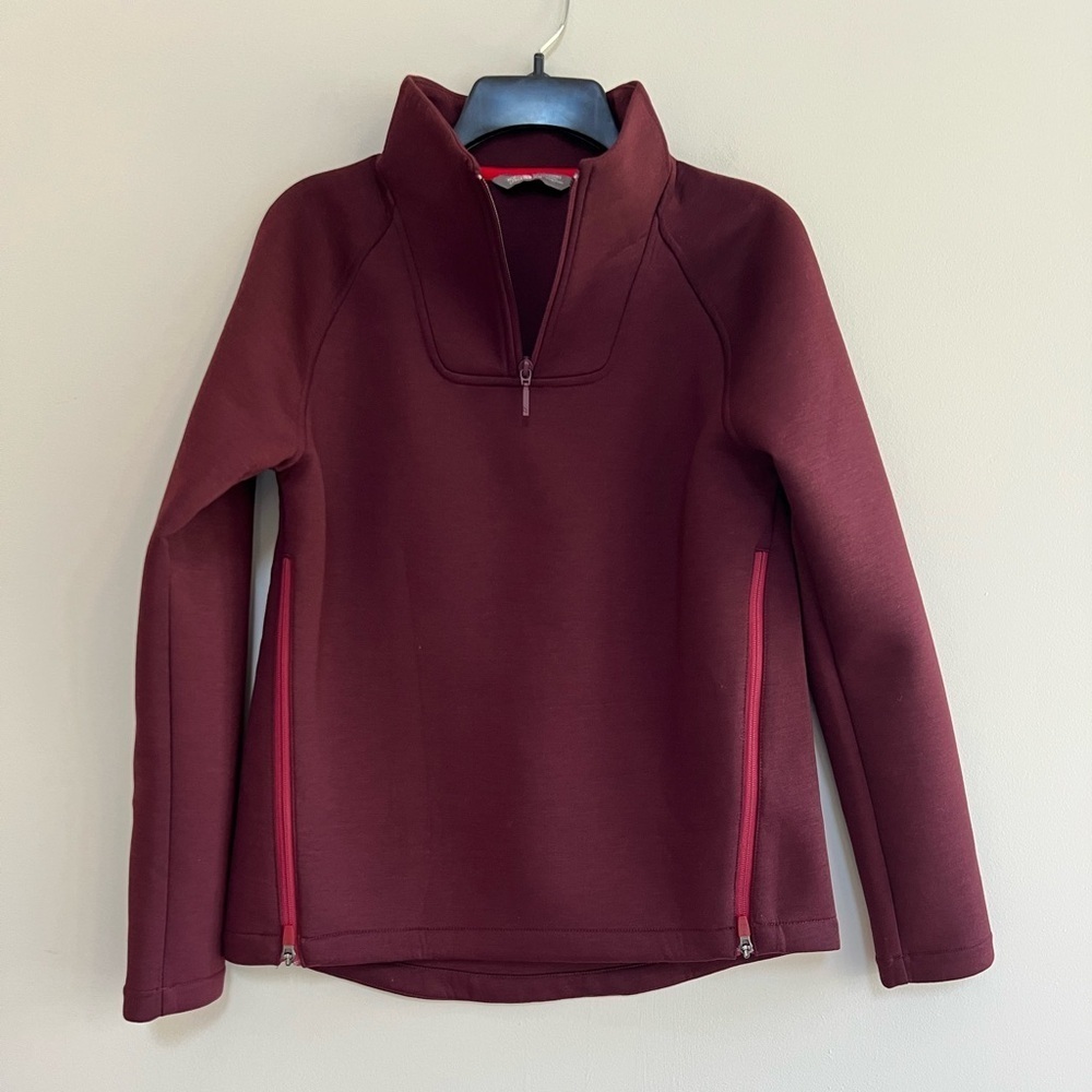 The North Face Women's Quarter Zip Pullover Jacket w/ Double Side Zip, Maroon, M